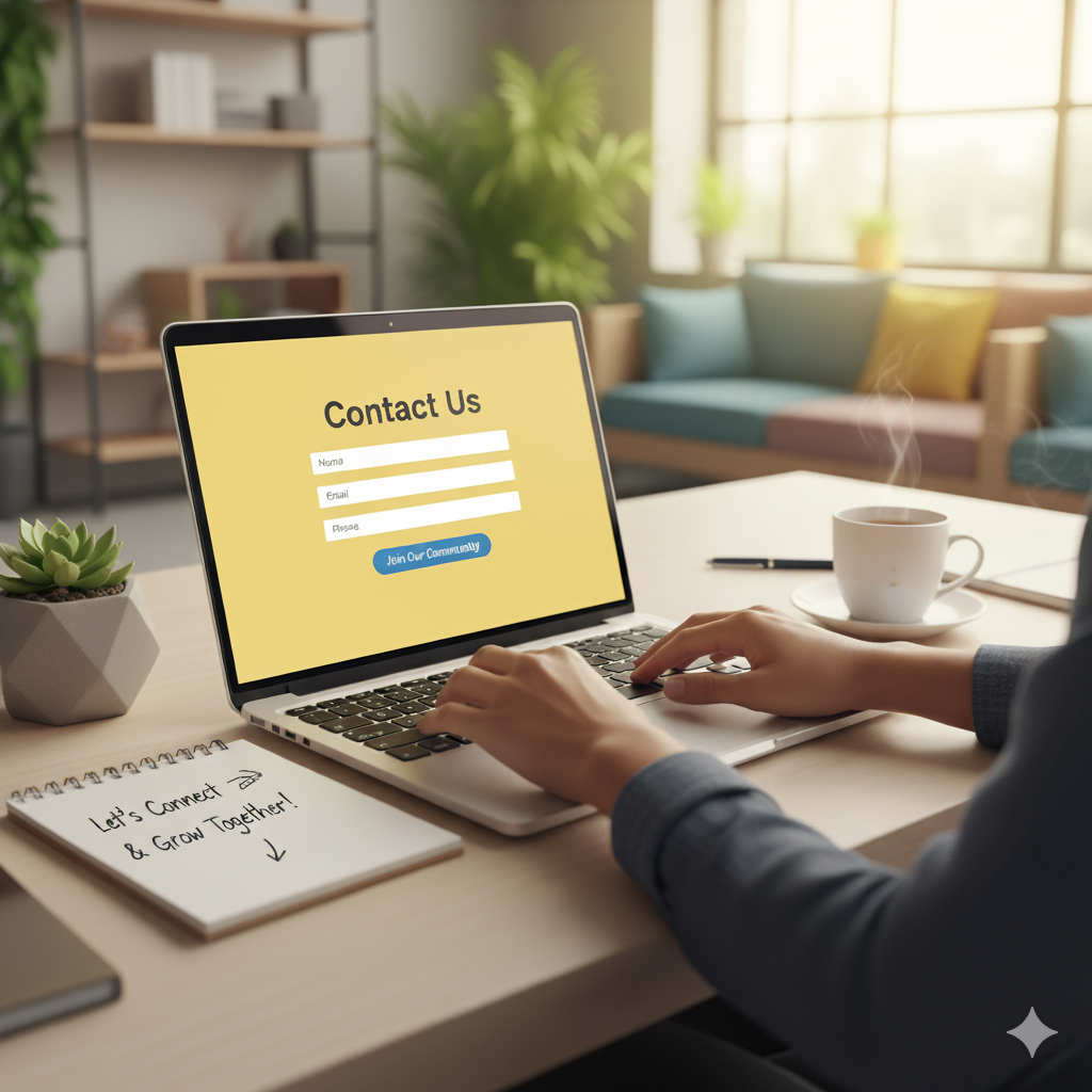 Contact Us form on laptop